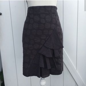 Anthropologie jacquard ruffle skirt deep eggplant